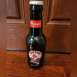 Vintage Boston Red Sox Large Budweiser 64 Oz. Glass Bottle MLB 14.5 Inches Tall